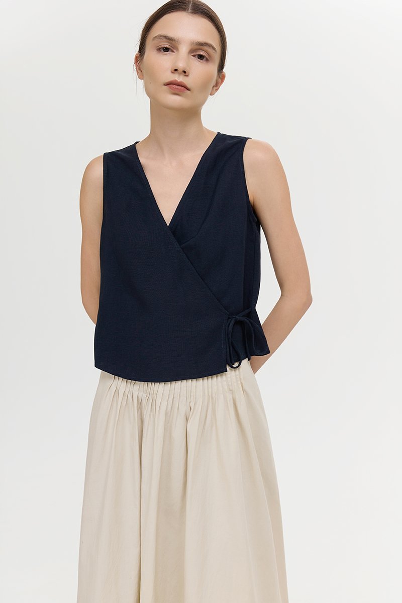 CALIA TIE WRAP LINEN TOP