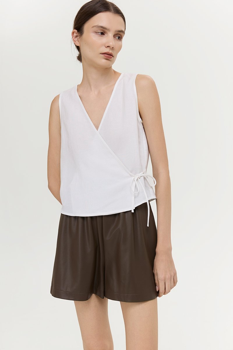 CALIA TIE WRAP LINEN TOP