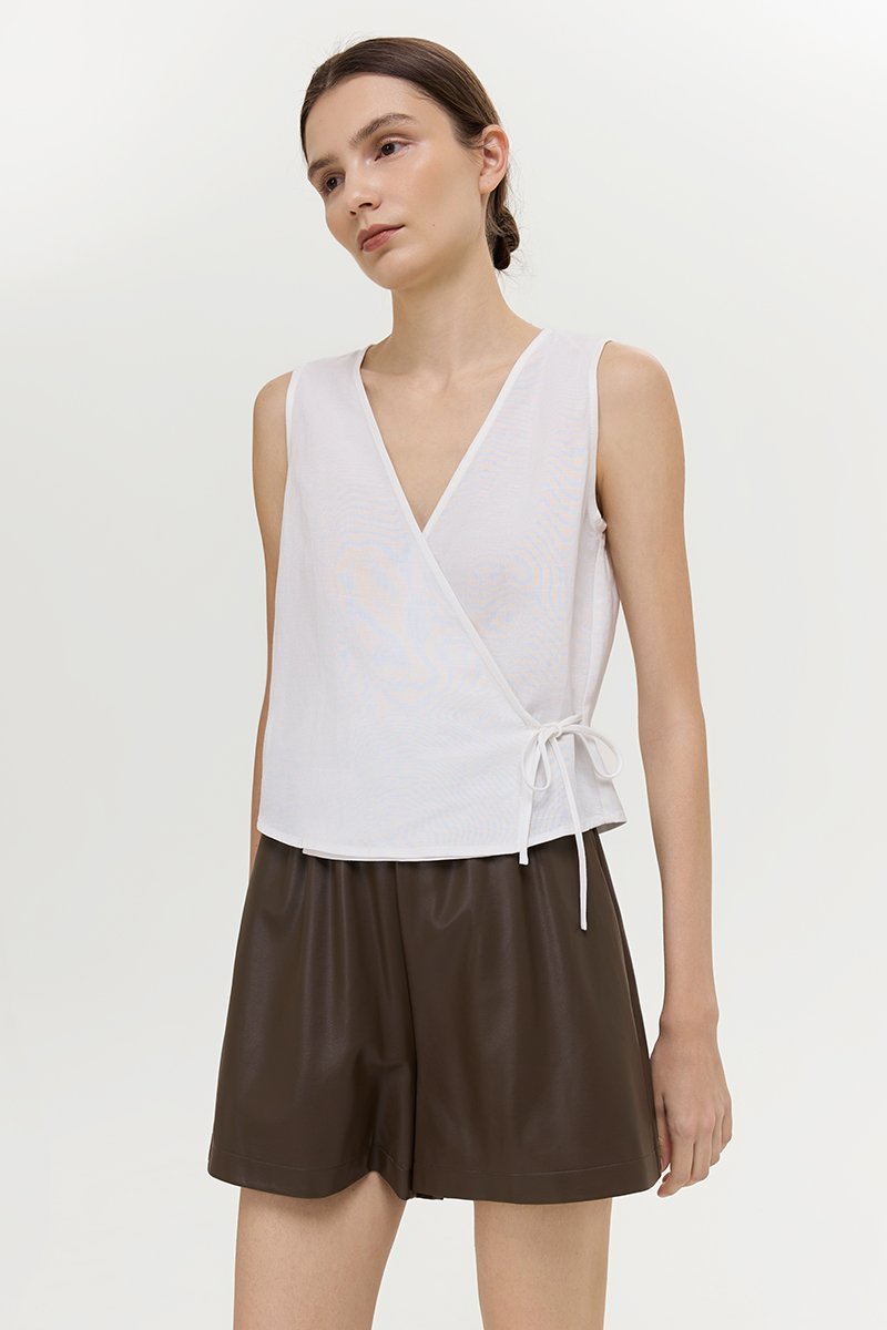 CALIA TIE WRAP LINEN TOP