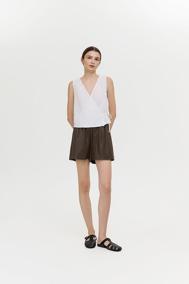 CALIA TIE WRAP LINEN TOP