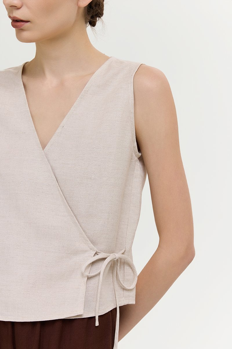 CALIA TIE WRAP LINEN TOP