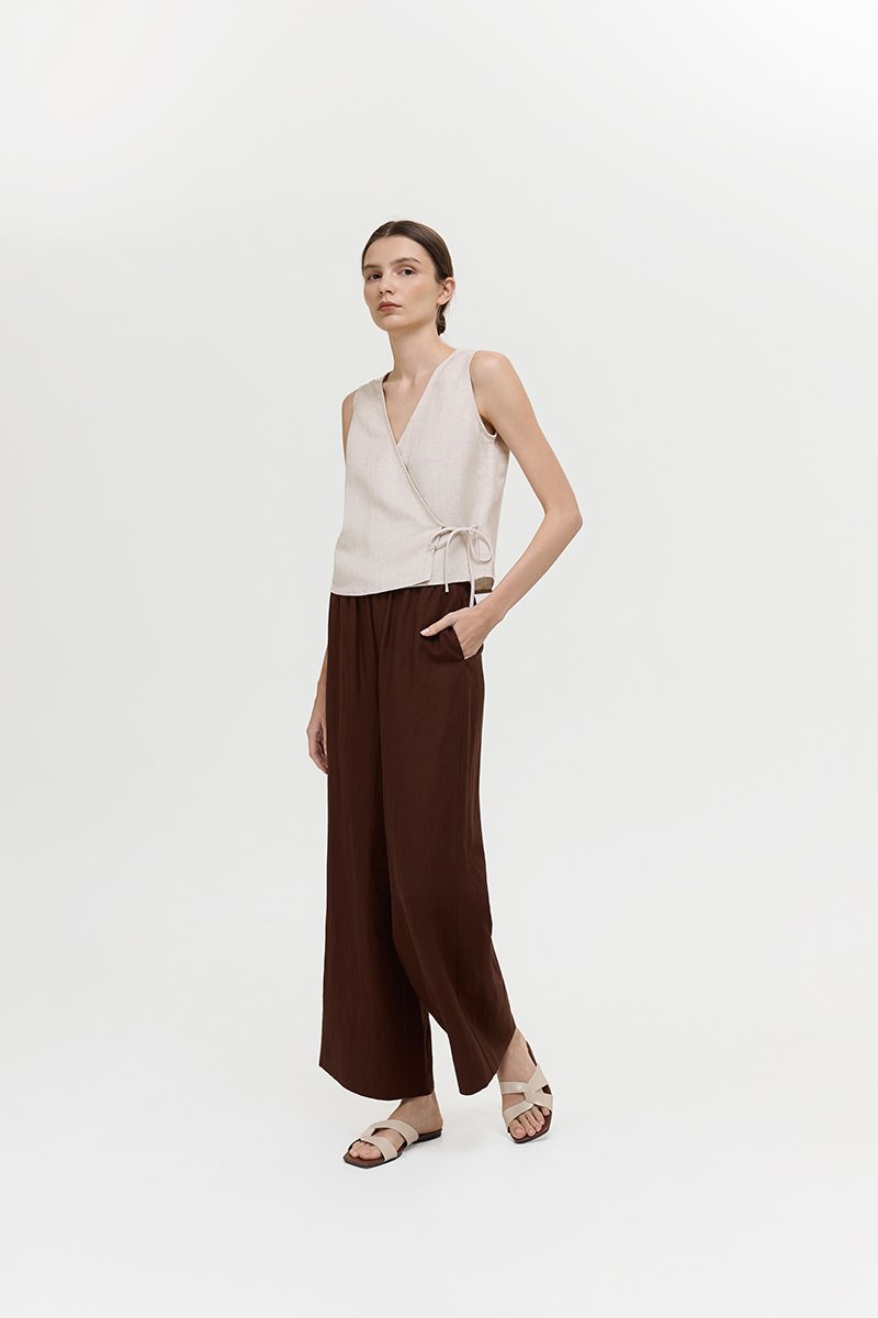 CALIA TIE WRAP LINEN TOP