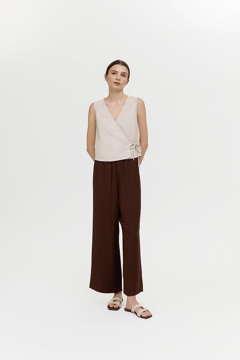 CALIA TIE WRAP LINEN TOP