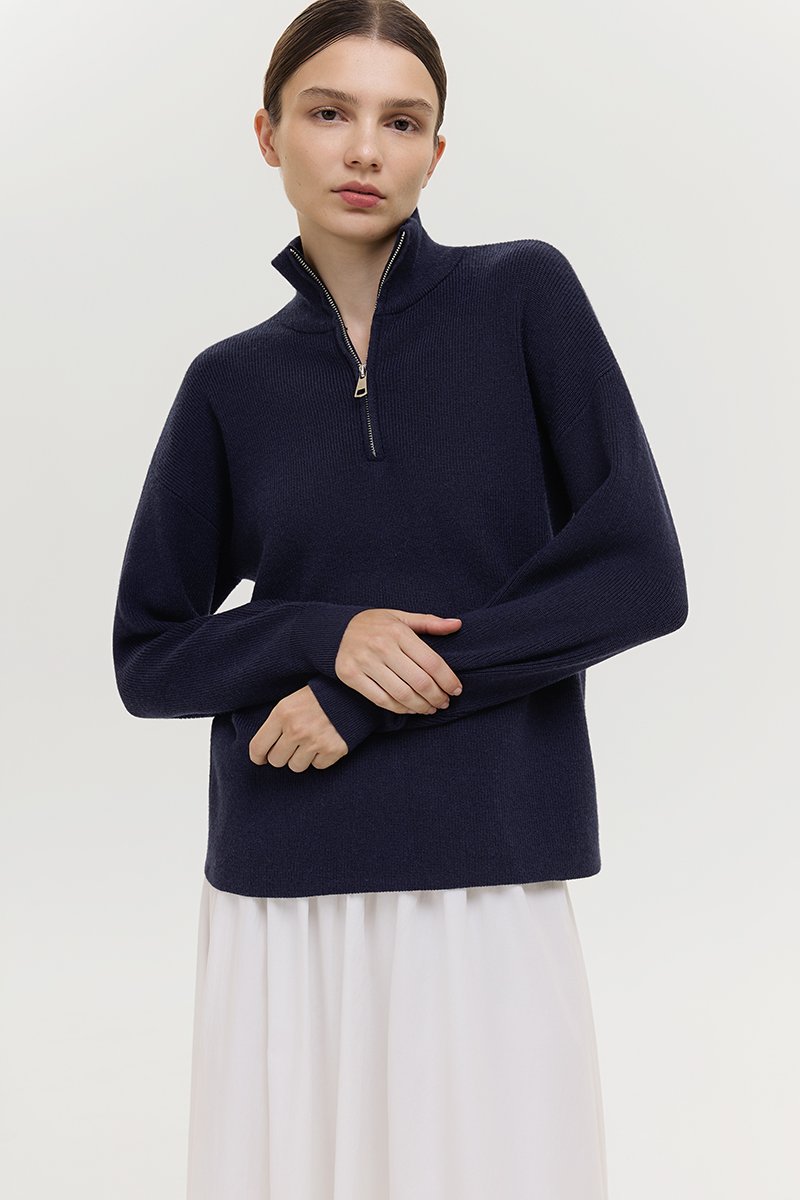 GENEVA HALF ZIP KNIT SWEATER