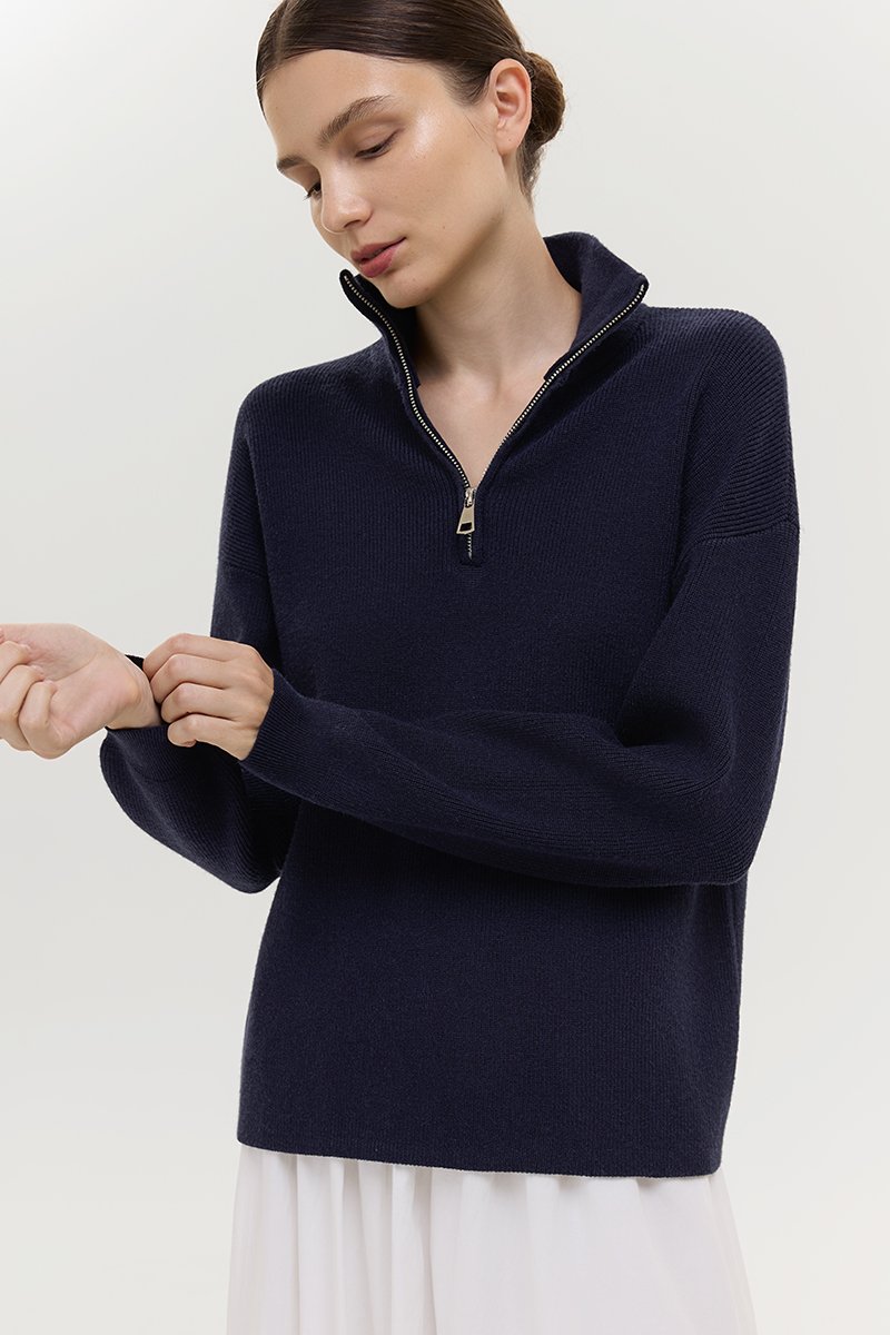 GENEVA HALF ZIP KNIT SWEATER
