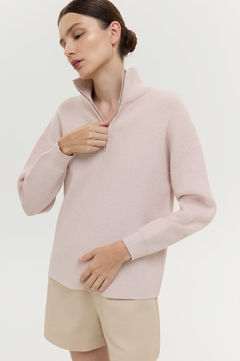 GENEVA HALF ZIP KNIT SWEATER