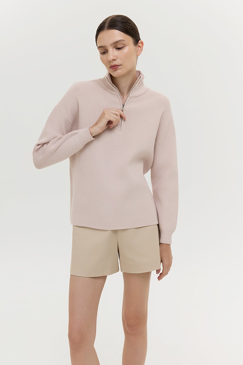 GENEVA HALF ZIP KNIT SWEATER