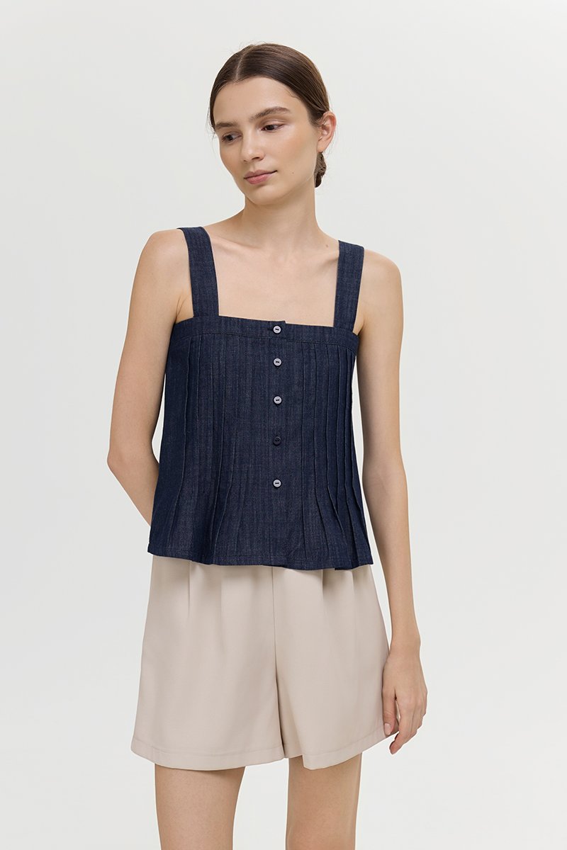 TRINNA DENIM STRAP TOP