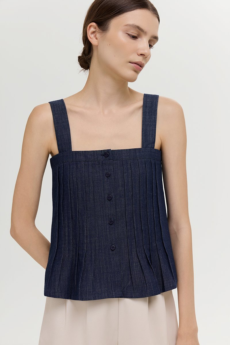 TRINNA DENIM STRAP TOP