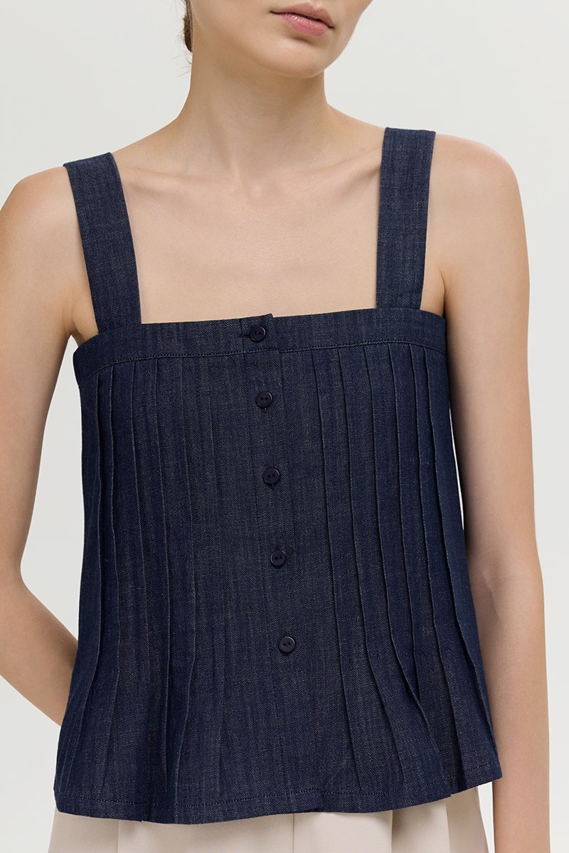 TRINNA DENIM STRAP TOP