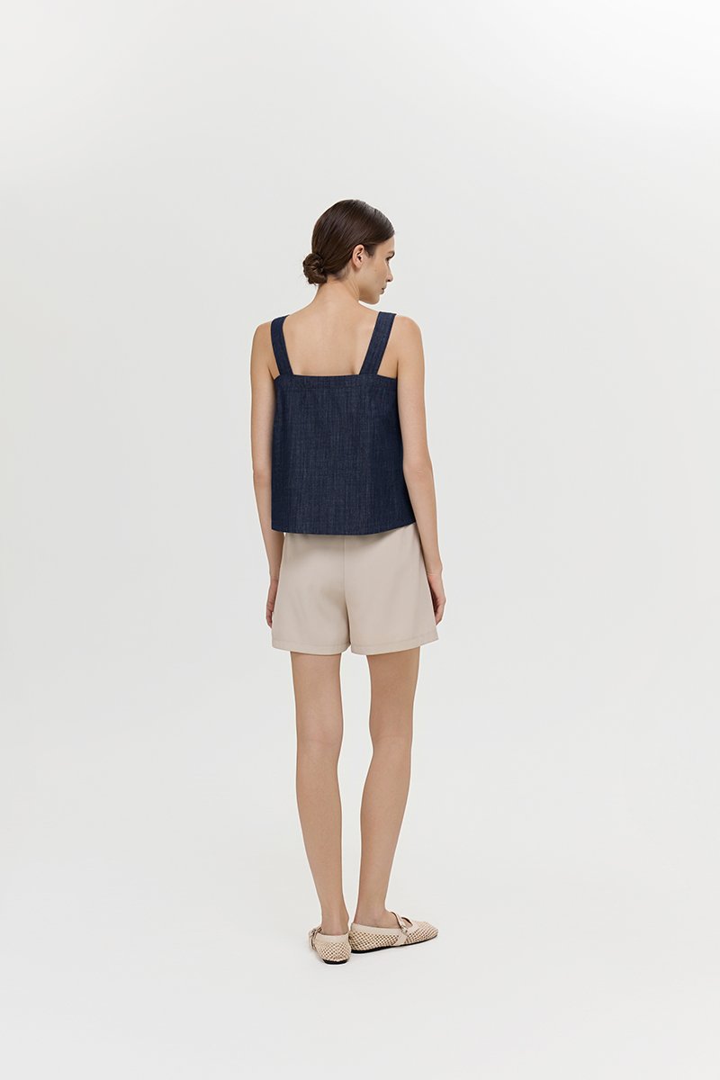 TRINNA DENIM STRAP TOP