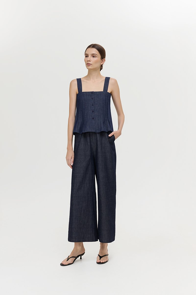 TRINNA DENIM STRAP TOP