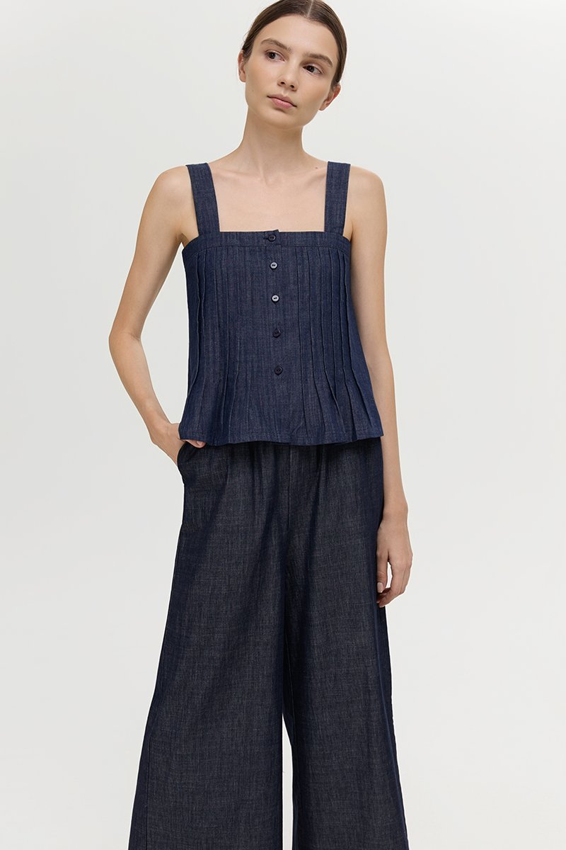 TRINNA DENIM STRAP TOP