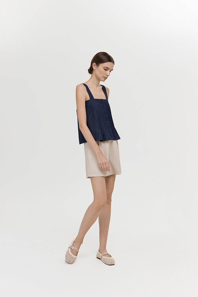 TRINNA DENIM STRAP TOP