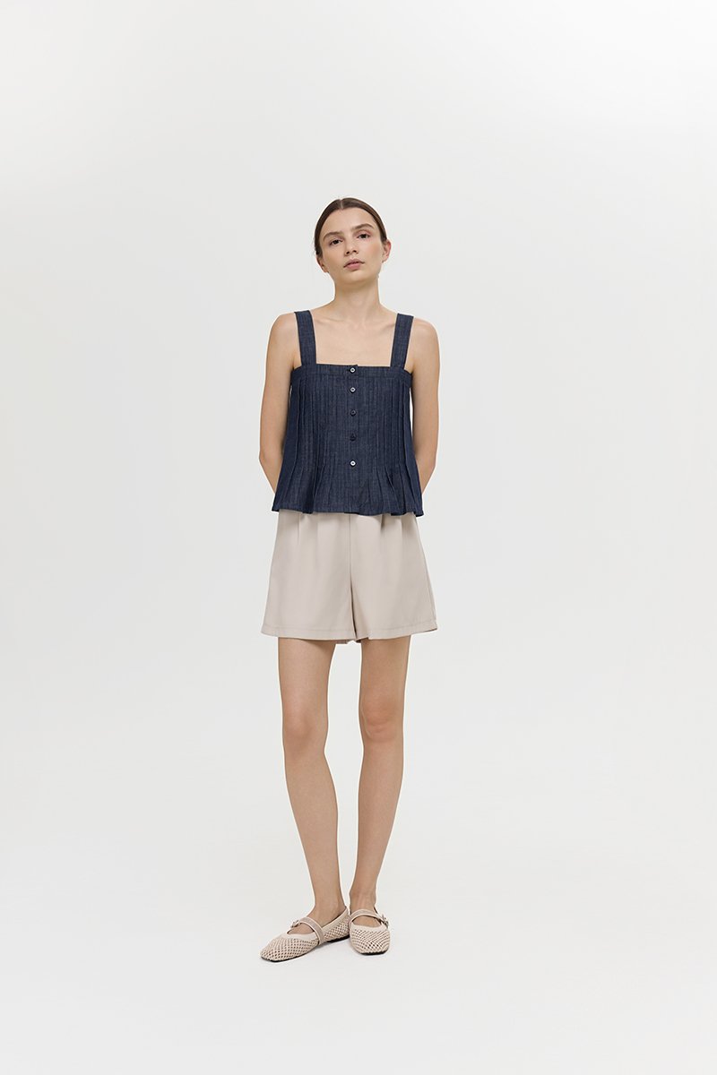 TRINNA DENIM STRAP TOP
