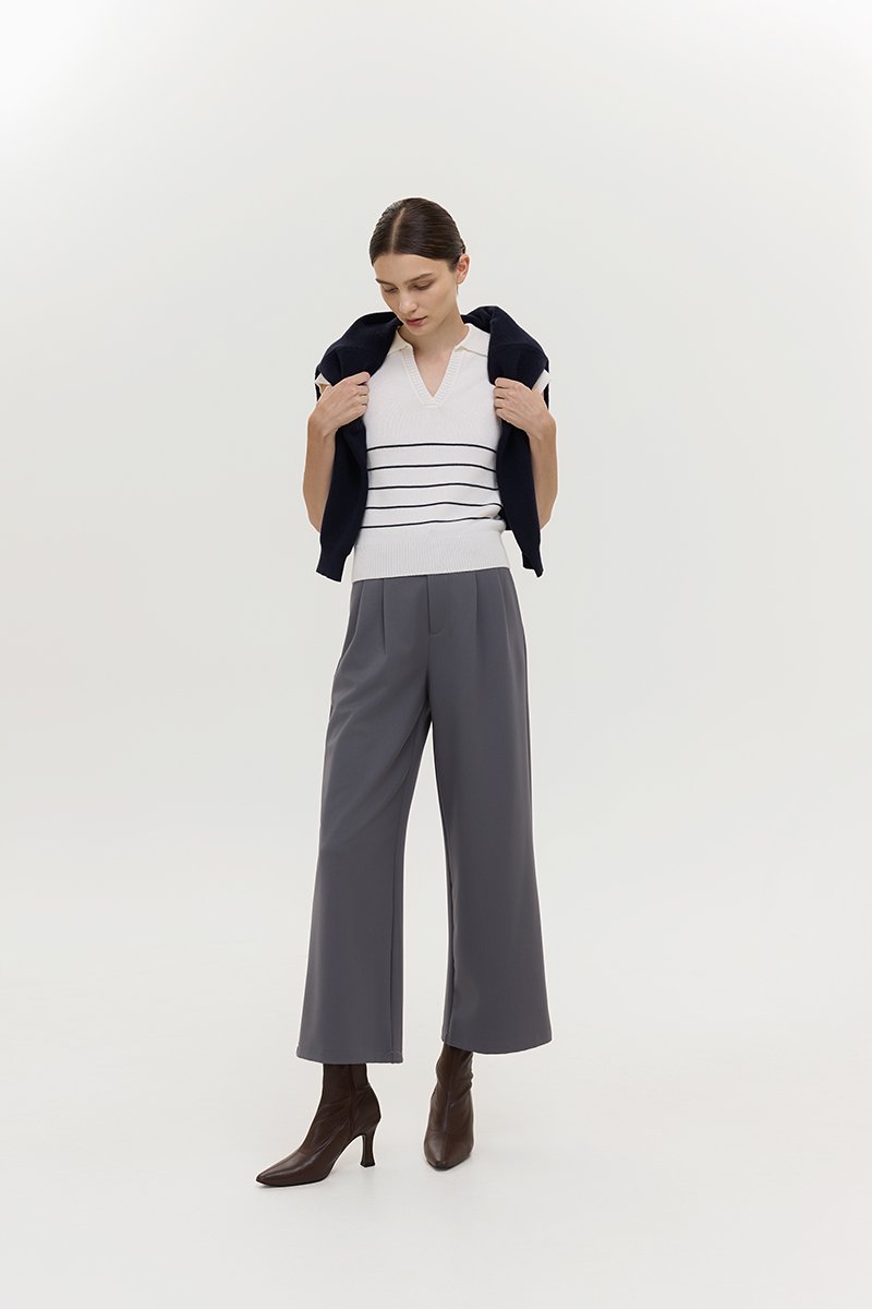 BRISTOL POLO STRIPED KNIT TOP