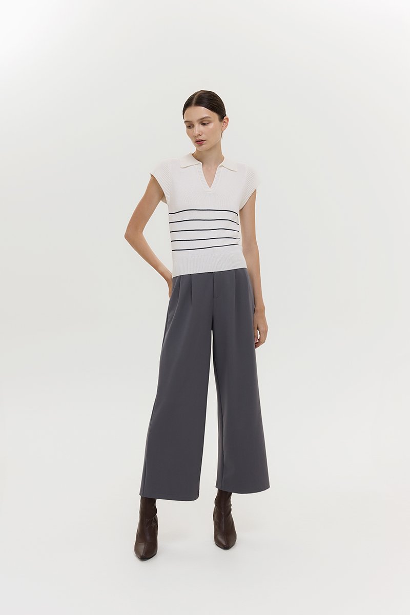 BRISTOL POLO STRIPED KNIT TOP