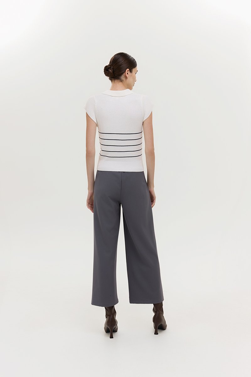 BRISTOL POLO STRIPED KNIT TOP