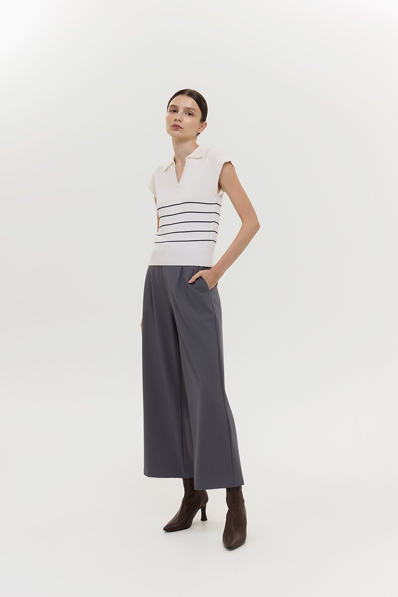 BRISTOL POLO STRIPED KNIT TOP