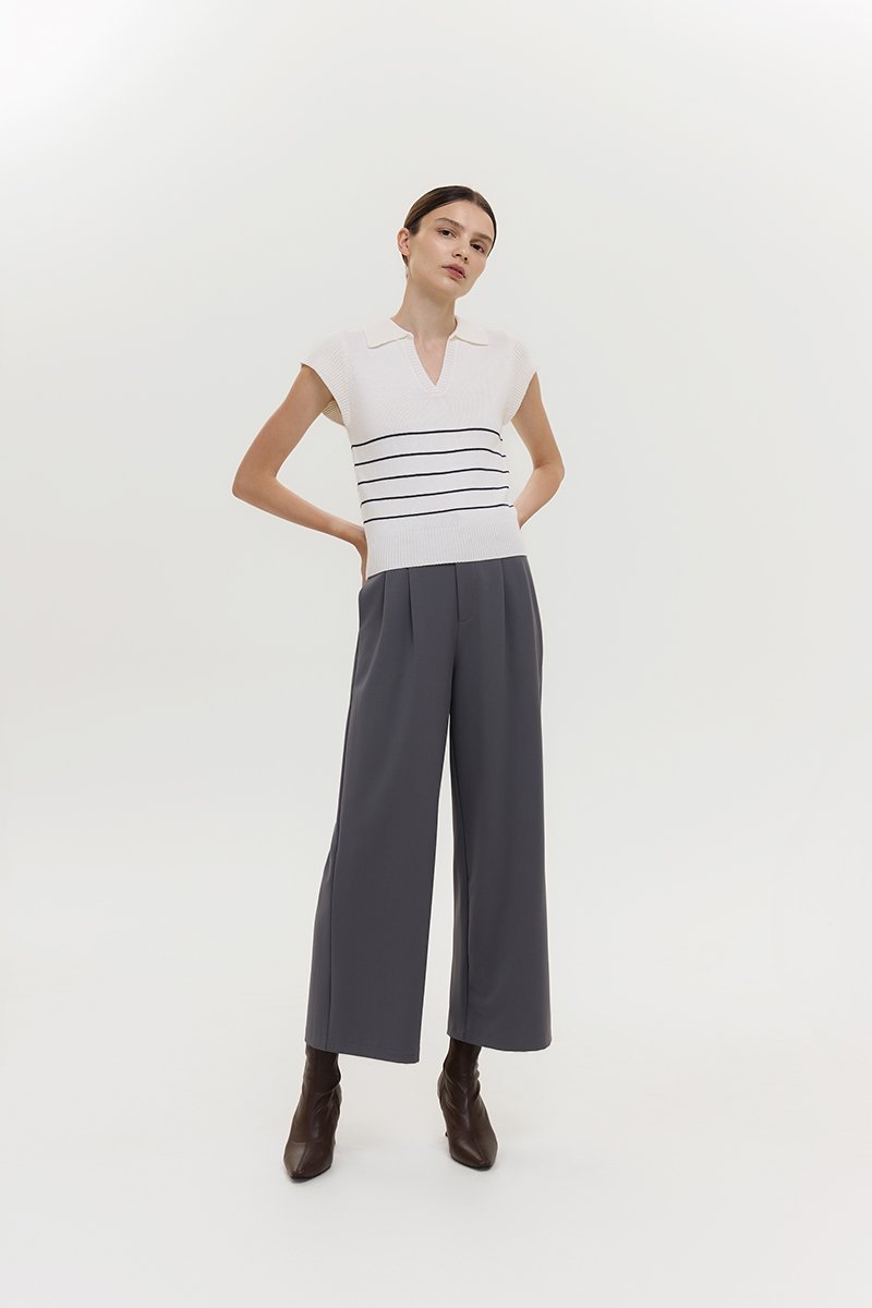 BRISTOL POLO STRIPED KNIT TOP