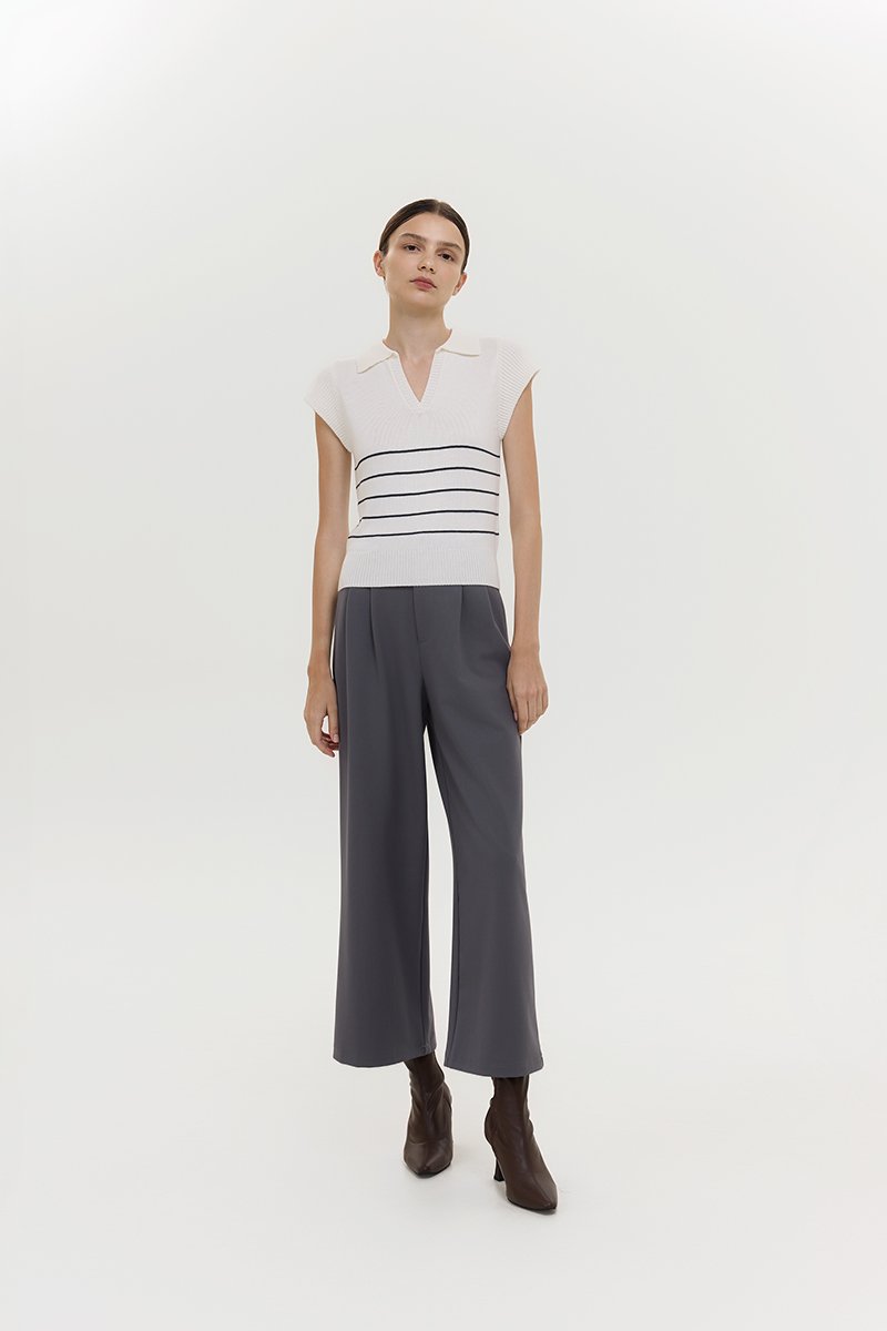 BRISTOL POLO STRIPED KNIT TOP
