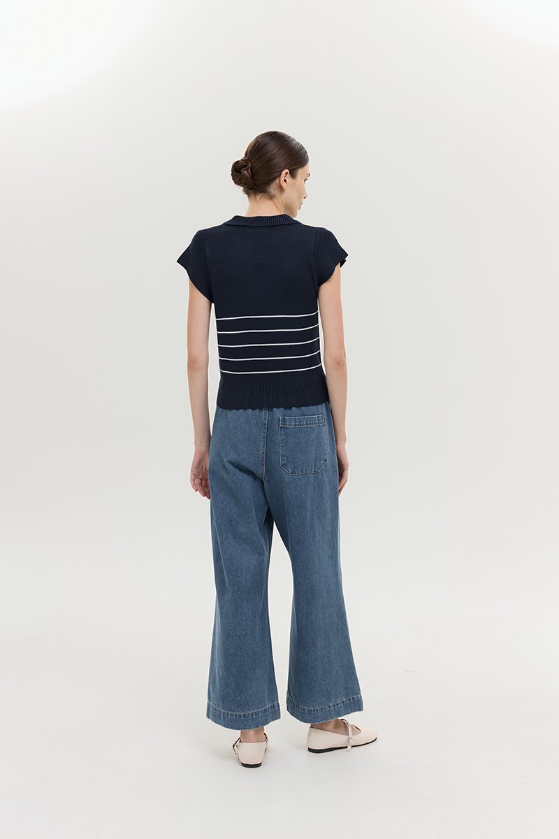 BRISTOL POLO STRIPED KNIT TOP