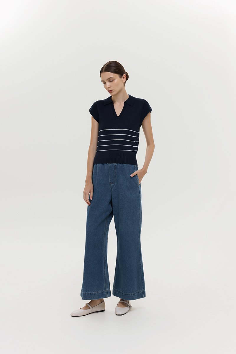 BRISTOL POLO STRIPED KNIT TOP
