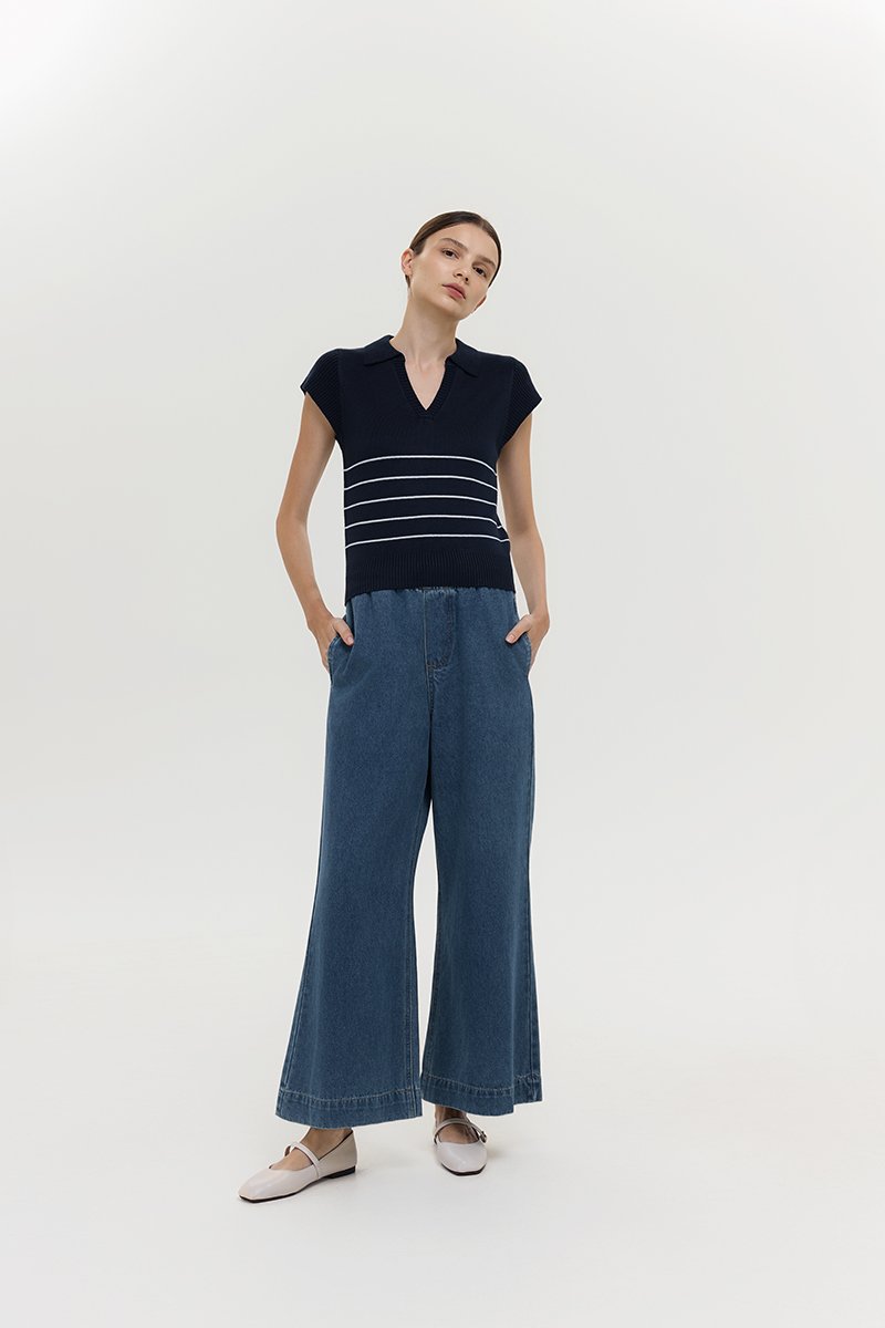 BRISTOL POLO STRIPED KNIT TOP
