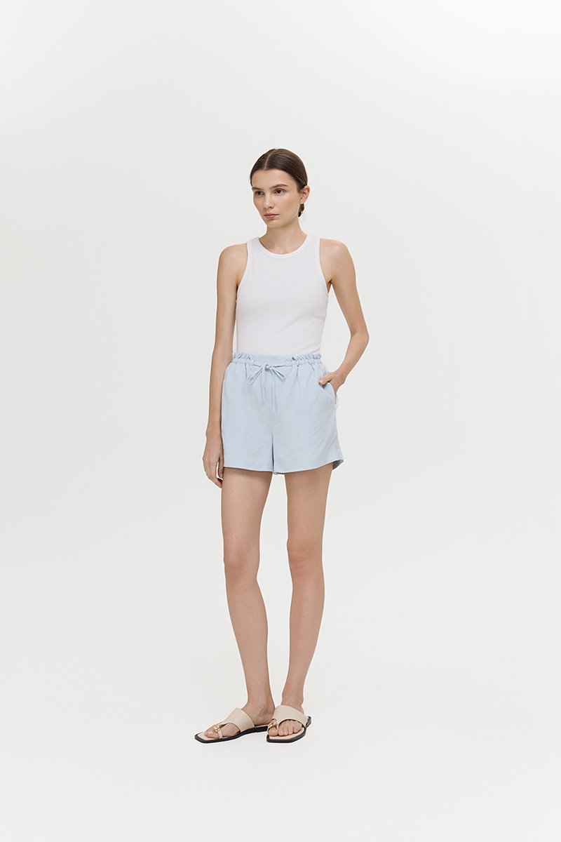SIENNA PAPERBAG DRAWSTRING LINEN SHORTS