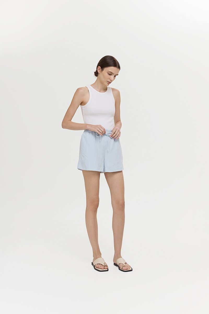 SIENNA PAPERBAG DRAWSTRING LINEN SHORTS