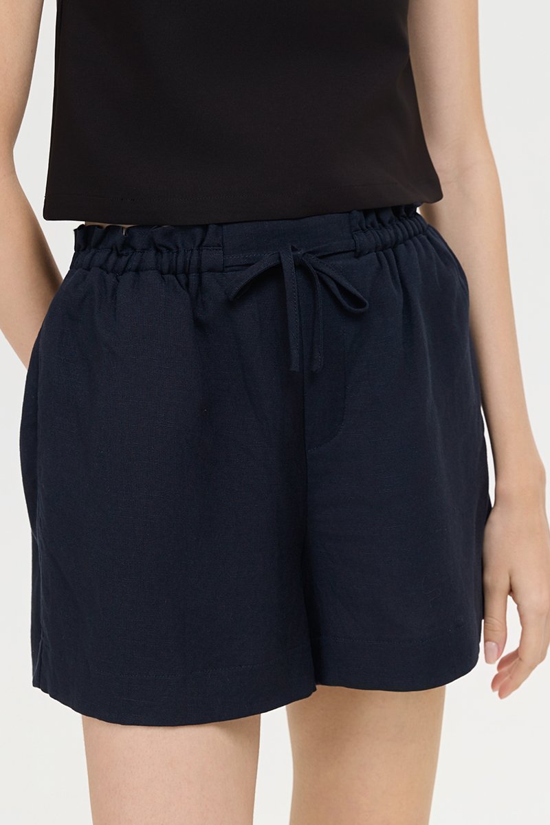 SIENNA PAPERBAG DRAWSTRING LINEN SHORTS