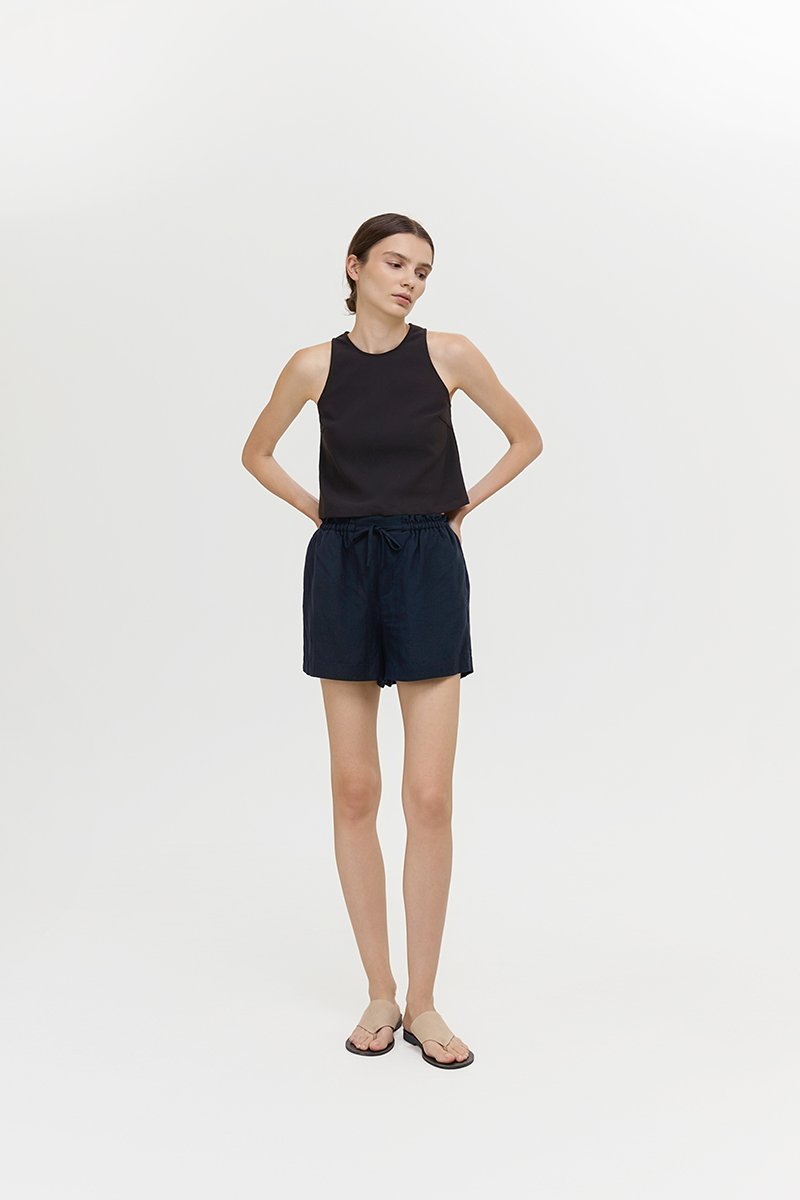 SIENNA PAPERBAG DRAWSTRING LINEN SHORTS