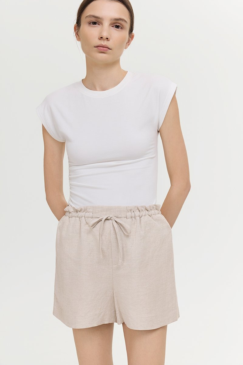 SIENNA PAPERBAG DRAWSTRING LINEN SHORTS