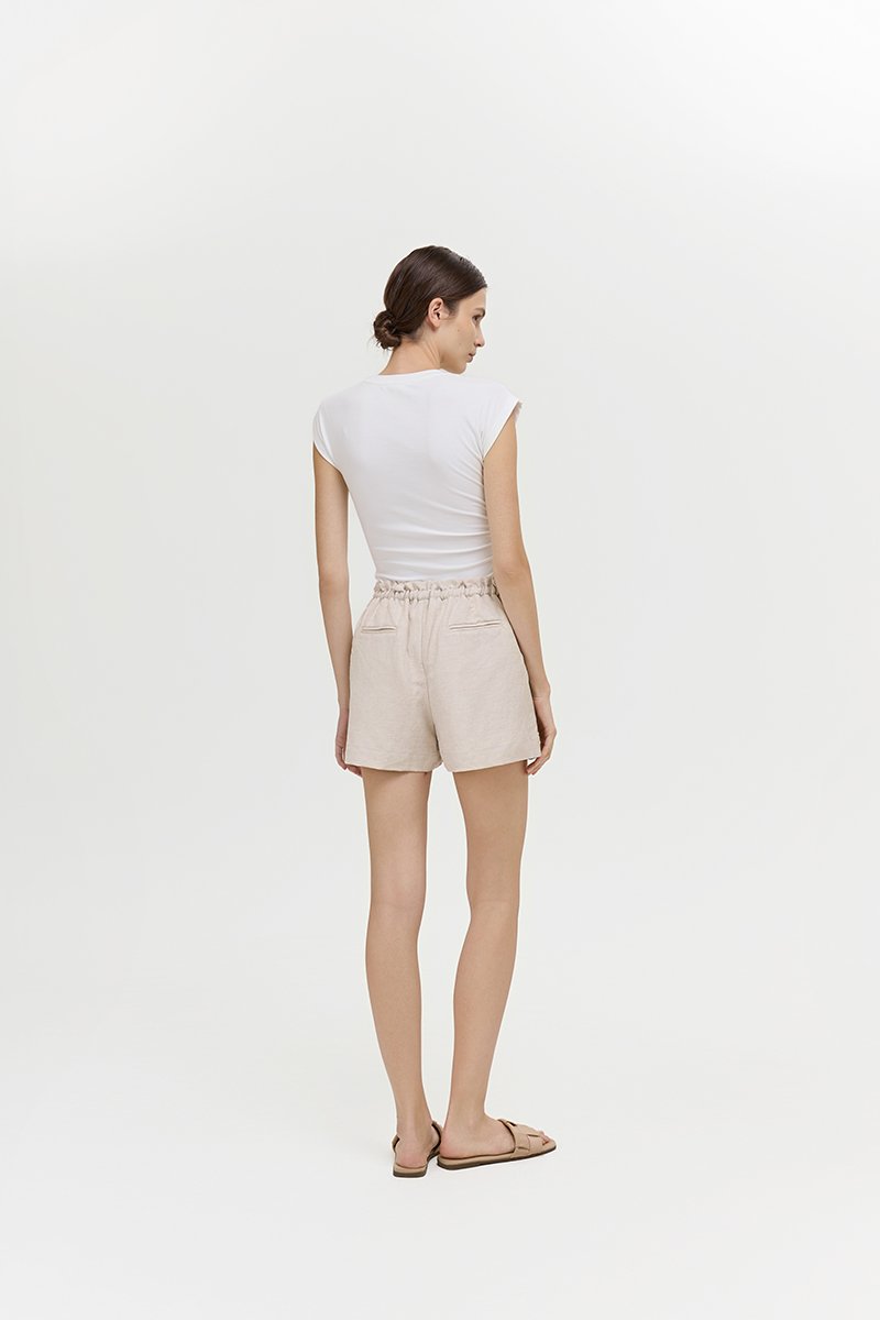 SIENNA PAPERBAG DRAWSTRING LINEN SHORTS