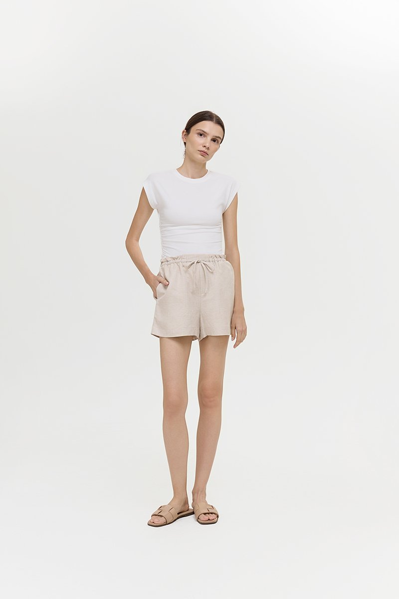 SIENNA PAPERBAG DRAWSTRING LINEN SHORTS