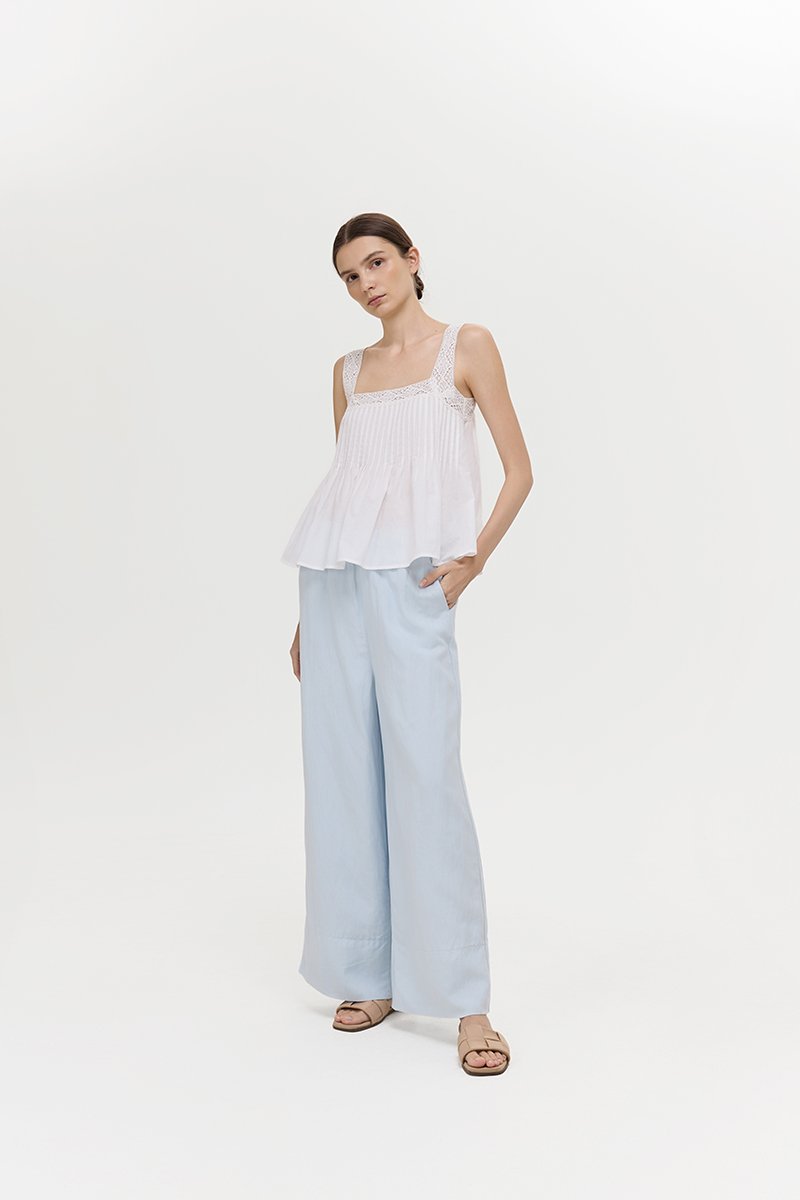 FIONA LACE TRIM PINTUCK TOP