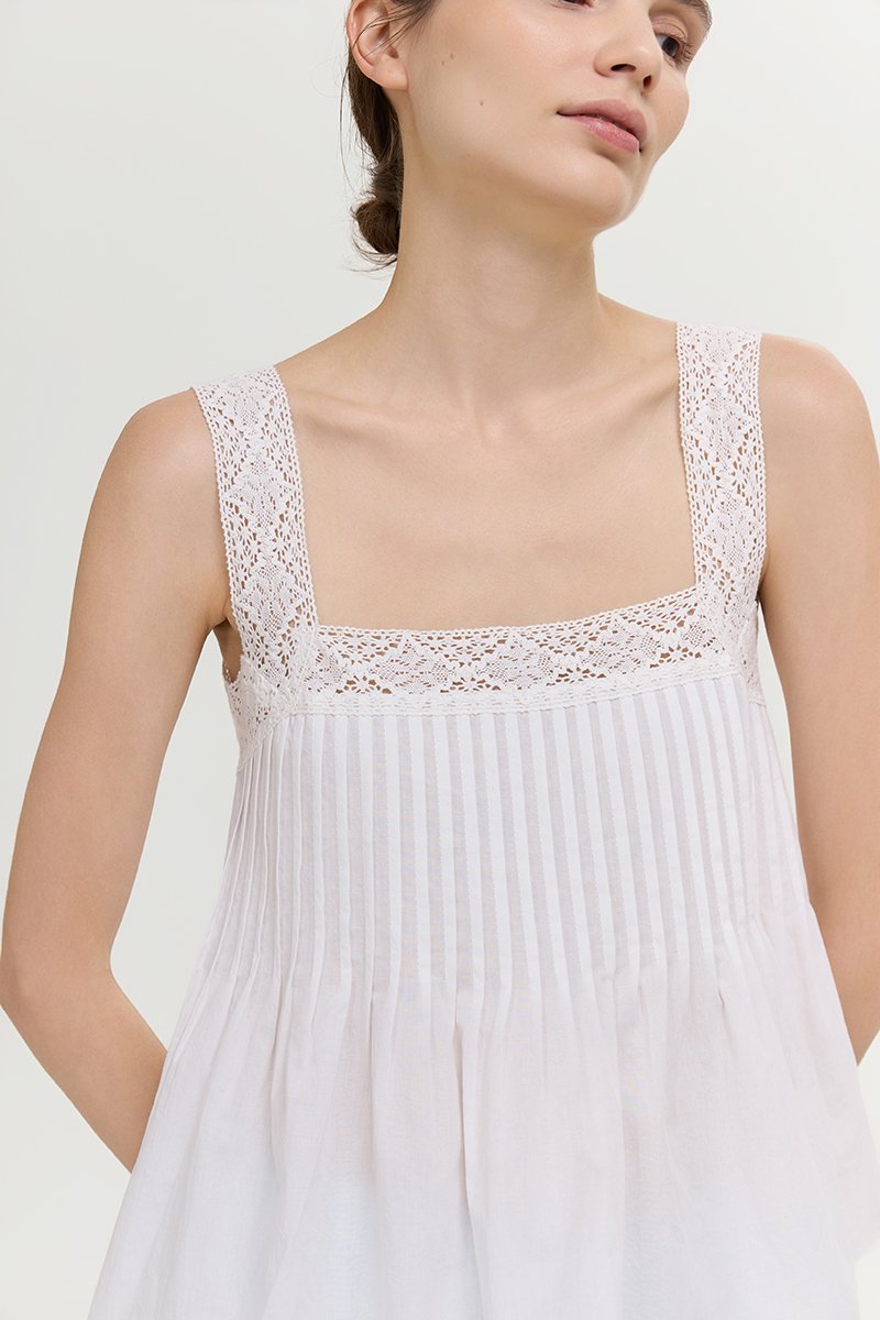 FIONA LACE TRIM PINTUCK TOP
