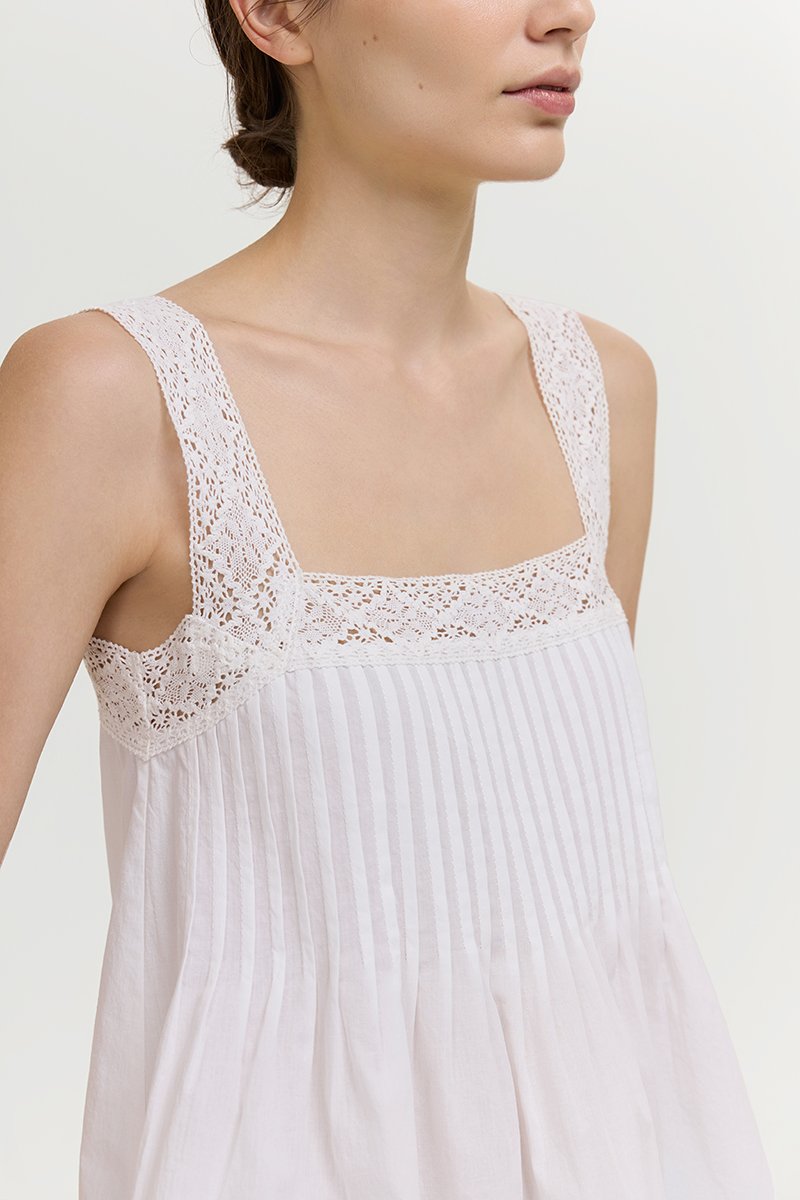 FIONA LACE TRIM PINTUCK TOP