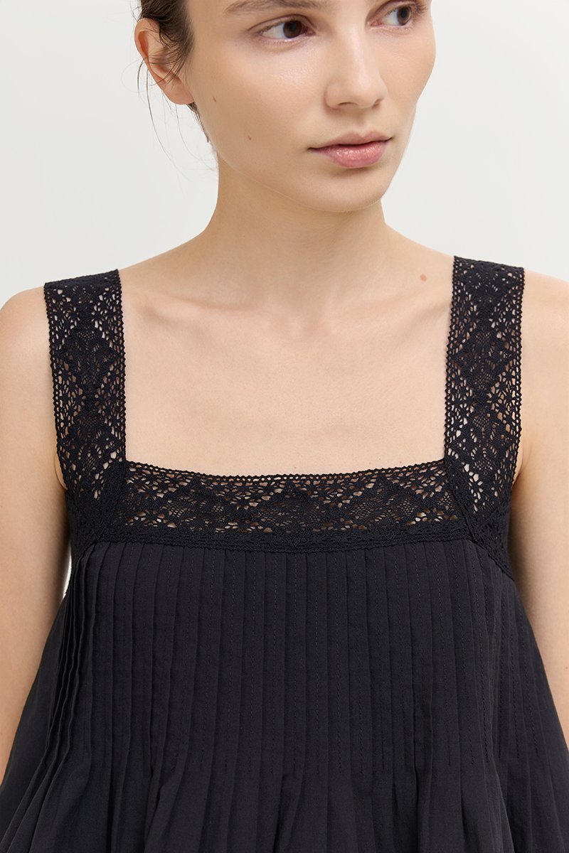 FIONA LACE TRIM PINTUCK TOP