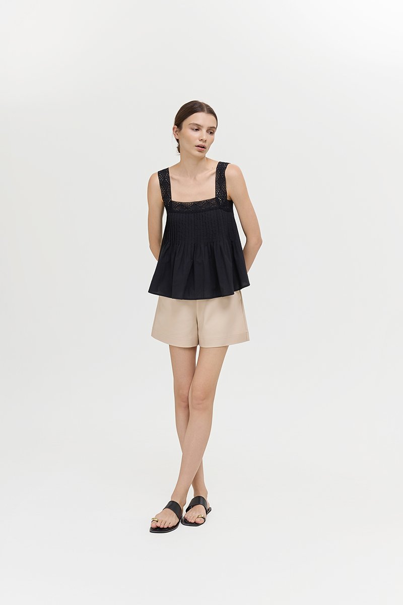 FIONA LACE TRIM PINTUCK TOP