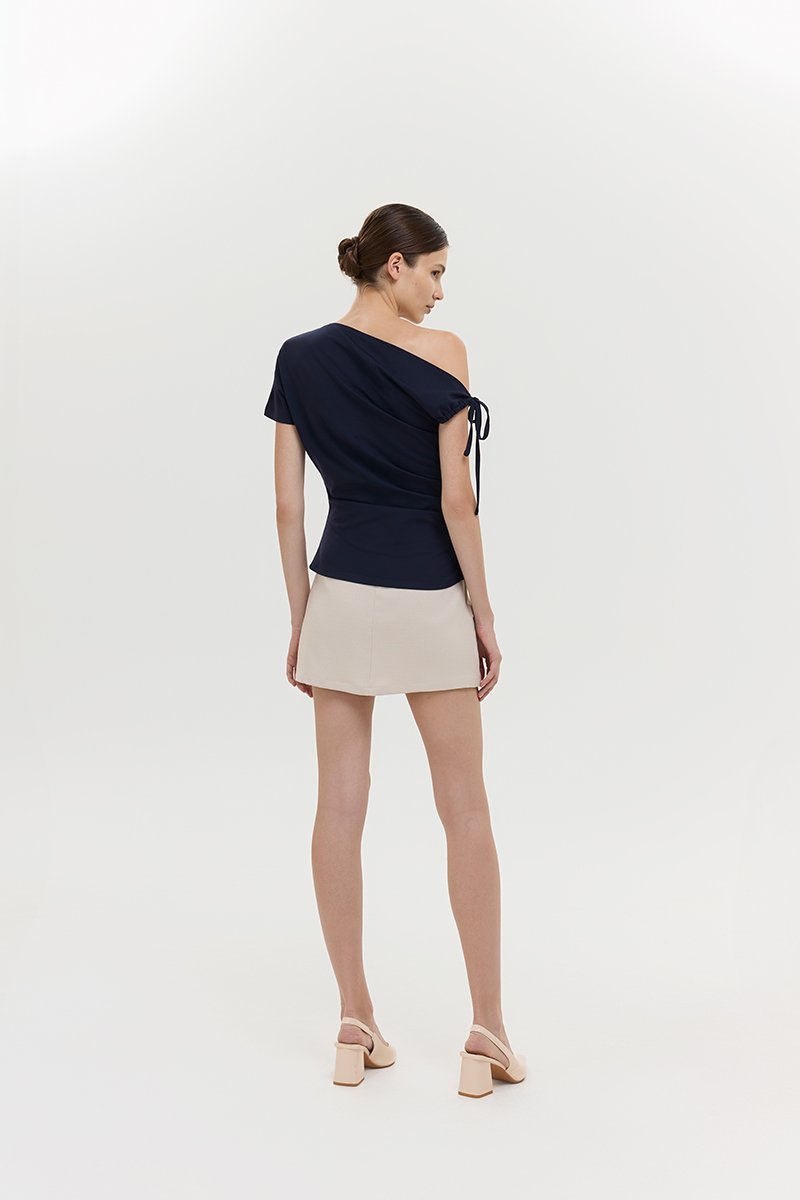 WINNIE ASYMMETRIC OFF SHOULDER RUCHED TOP