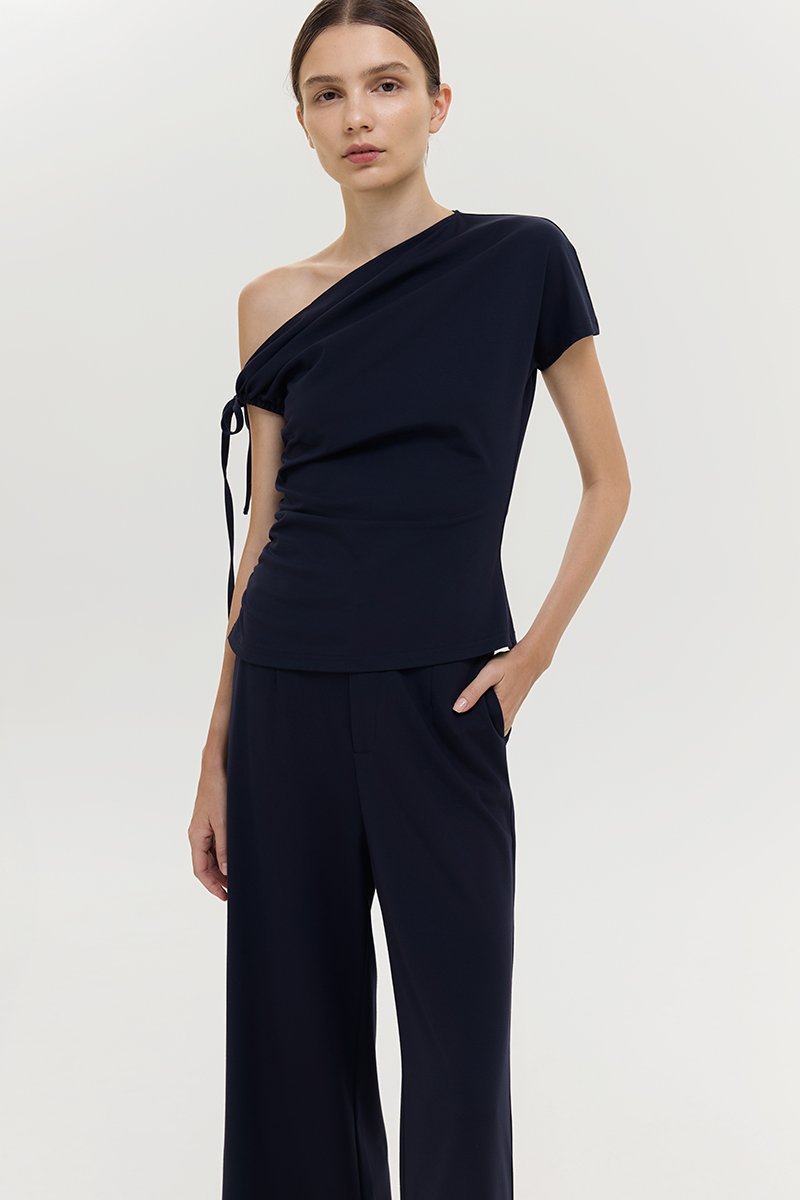 WINNIE ASYMMETRIC OFF SHOULDER RUCHED TOP