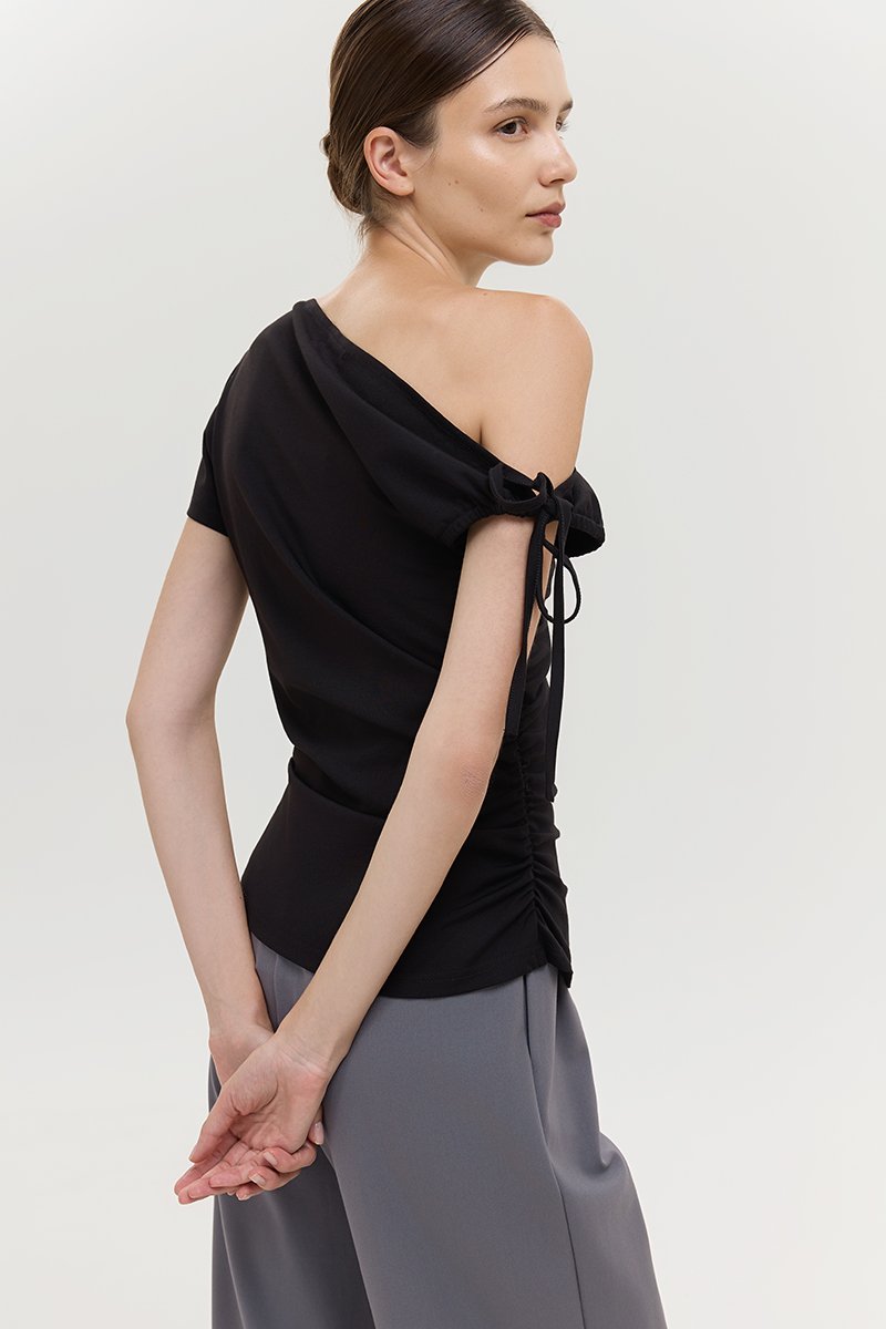 WINNIE ASYMMETRIC OFF SHOULDER RUCHED TOP