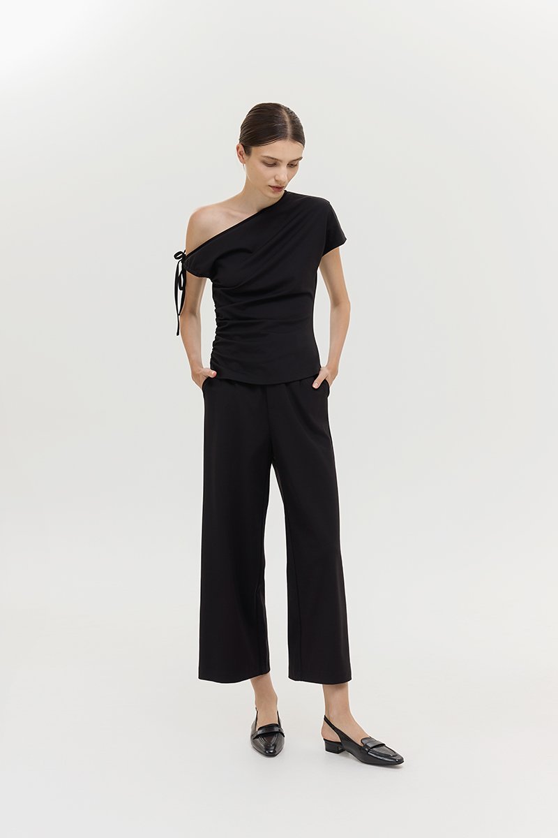 WINNIE ASYMMETRIC OFF SHOULDER RUCHED TOP