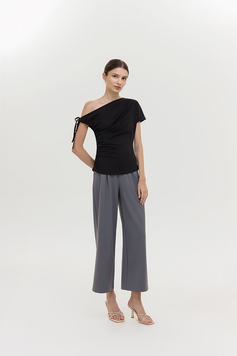 WINNIE ASYMMETRIC OFF SHOULDER RUCHED TOP