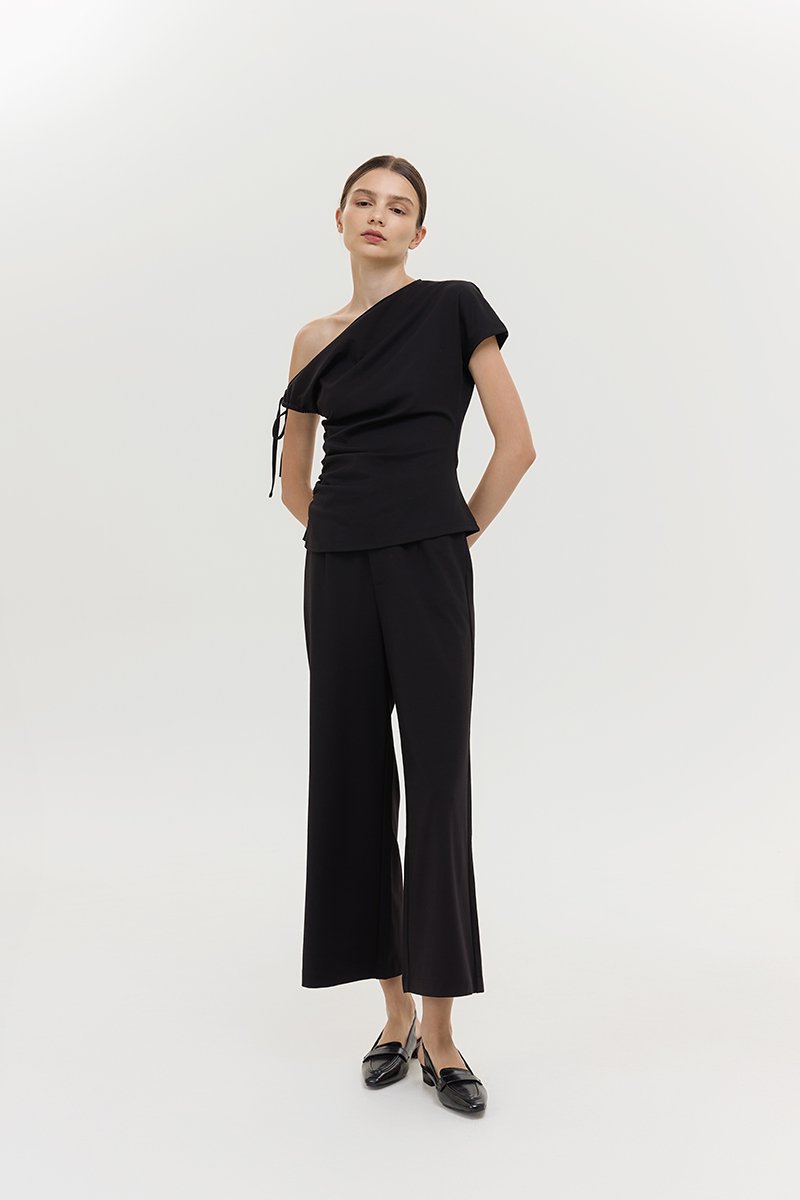 WINNIE ASYMMETRIC OFF SHOULDER RUCHED TOP