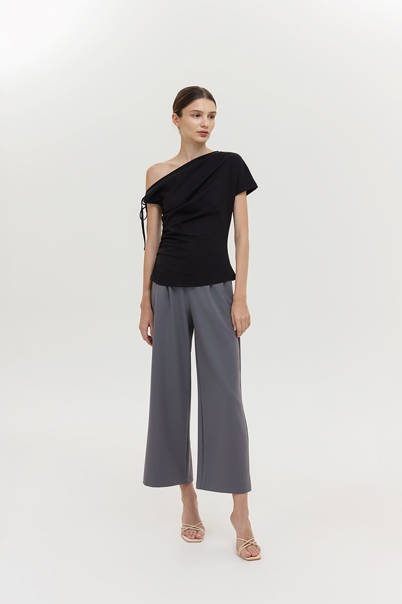 WINNIE ASYMMETRIC OFF SHOULDER RUCHED TOP