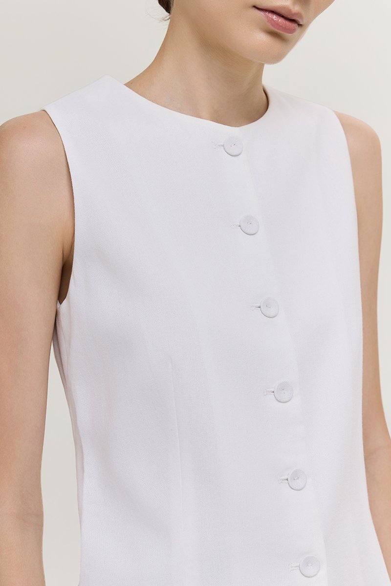 RAYEN LINEN BUTTONDOWN VEST TOP