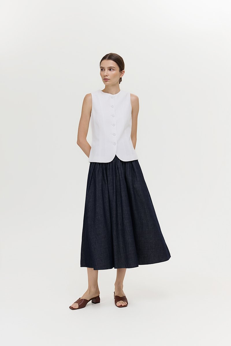 RAYEN LINEN BUTTONDOWN VEST TOP