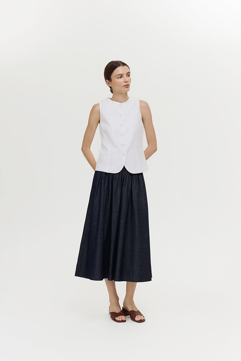 RAYEN LINEN BUTTONDOWN VEST TOP